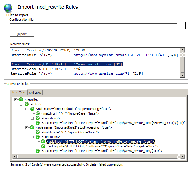 Importing Apache mod_rewrite Rules
